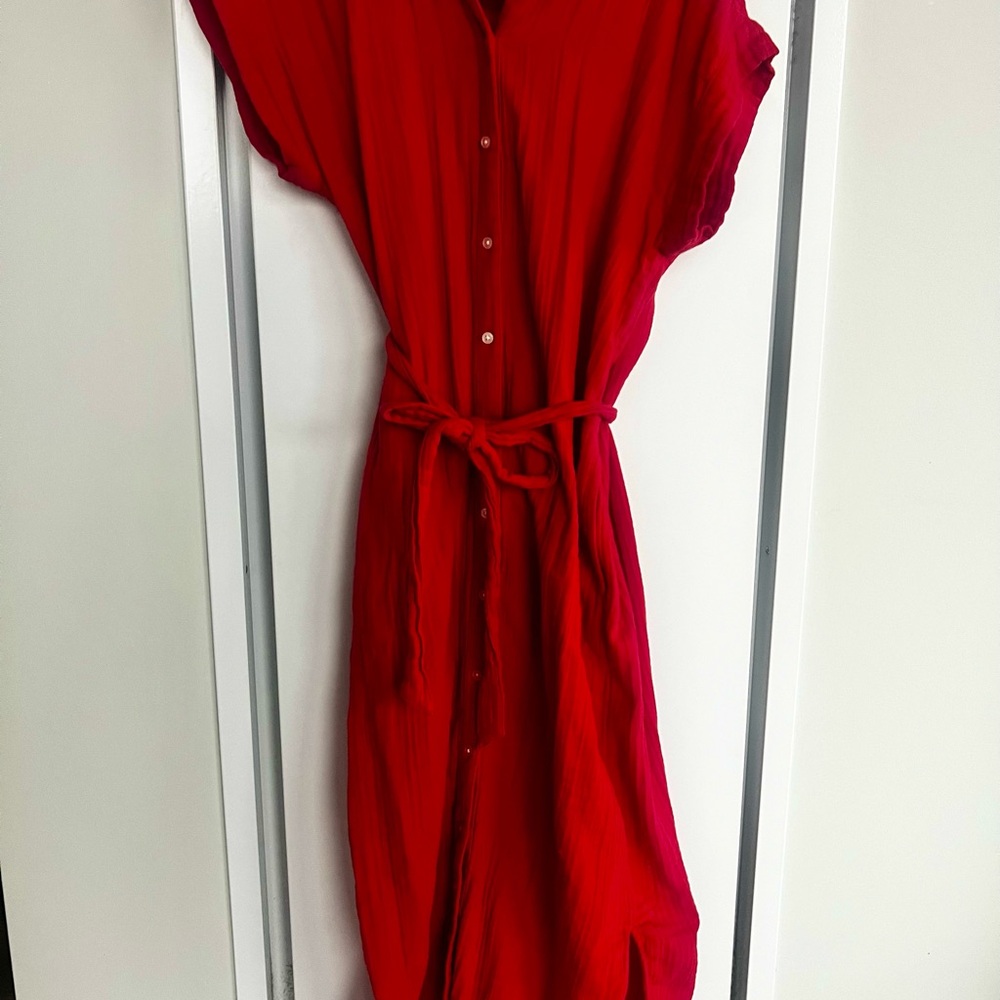 LOFT 100% Cotton Vibrant Red Maxi Dress